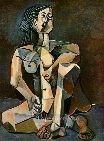 Femme nue accroupie 1956 Desnudo abstracto Pintura al óleo